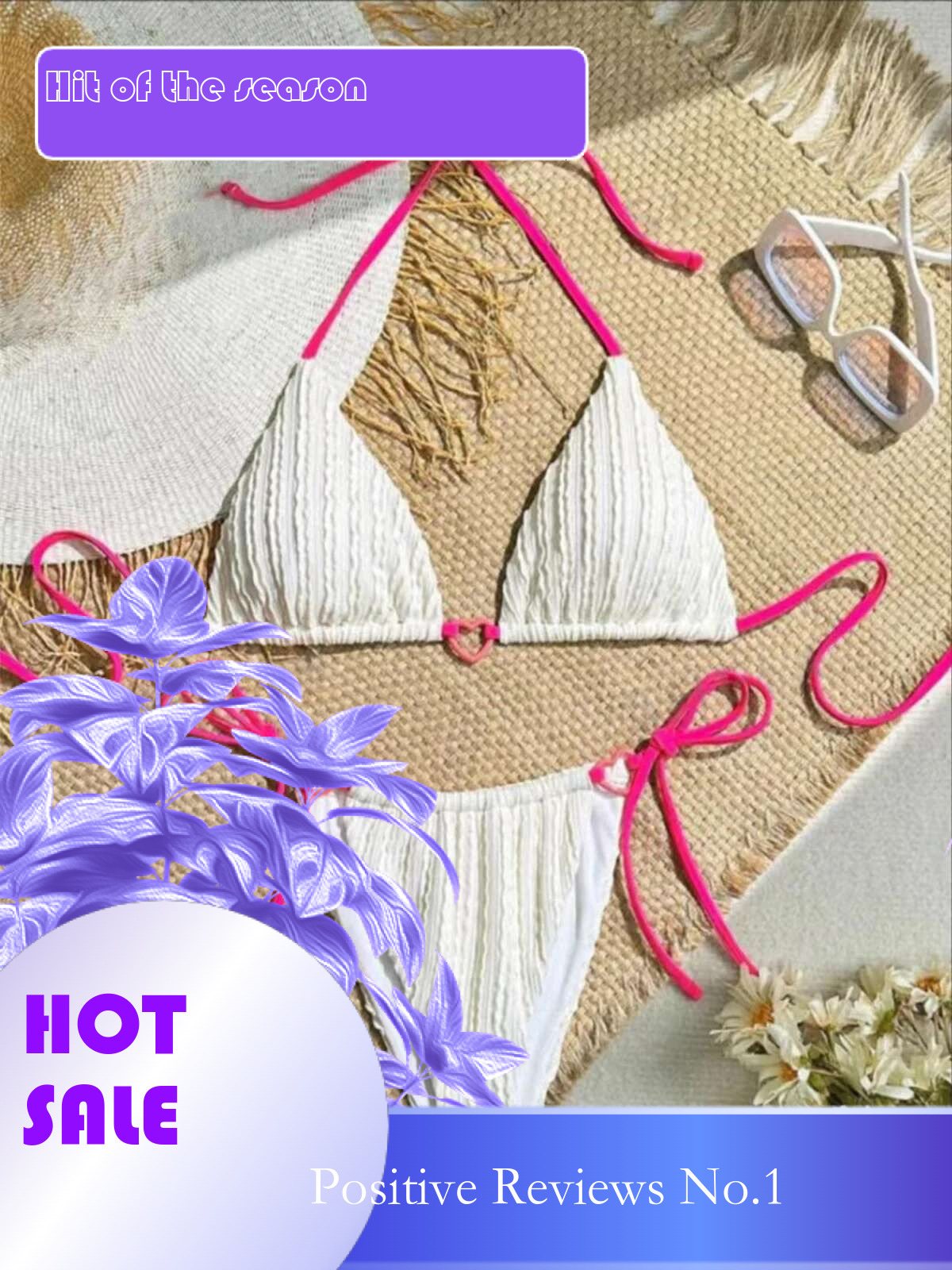 Dongdumaoyi Sexy White Pink Contrast Triangle Bikini Women Heart Designer Push Up Micro Swimsuit Summer Bathing Suit Thong Swimwear