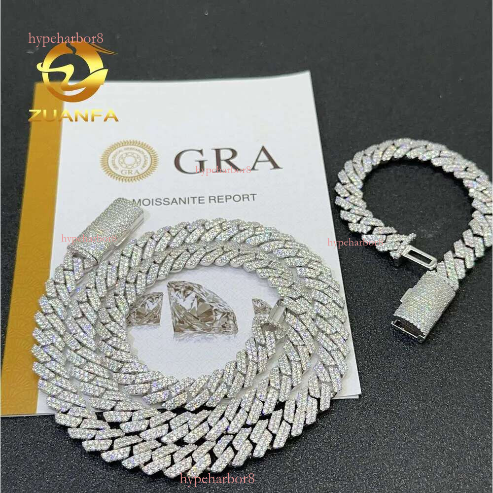 pendant necklaces designer for men Fine jewelry pass dia tester iced out Miami necklace Sterg Sier 14mm cuban k chain moissanite