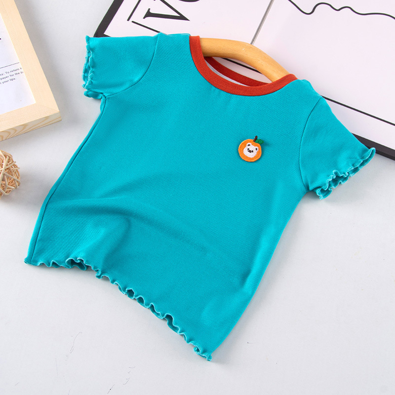 Ddmyshoesvip Children S New Summer Children S Clothing Girls And Girls Round Neck Mushroom Edge Stylish T Shirt For Babies Short Sleeved Top