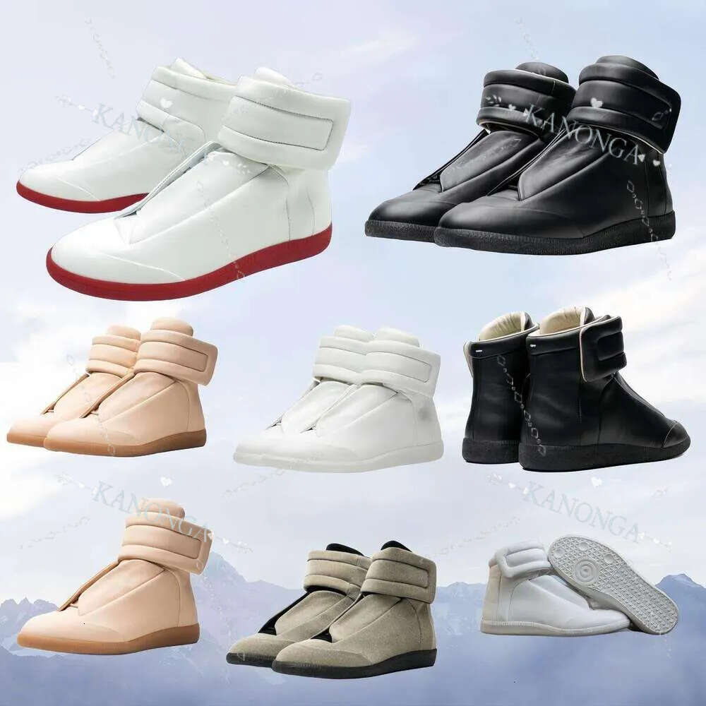 50 Off Brand Mm22 Maison Future High Top Sneakers Shoes Front Touchstrap Fastening Leather Round Toe Party Dress Technical Casual Walking Top AAA
