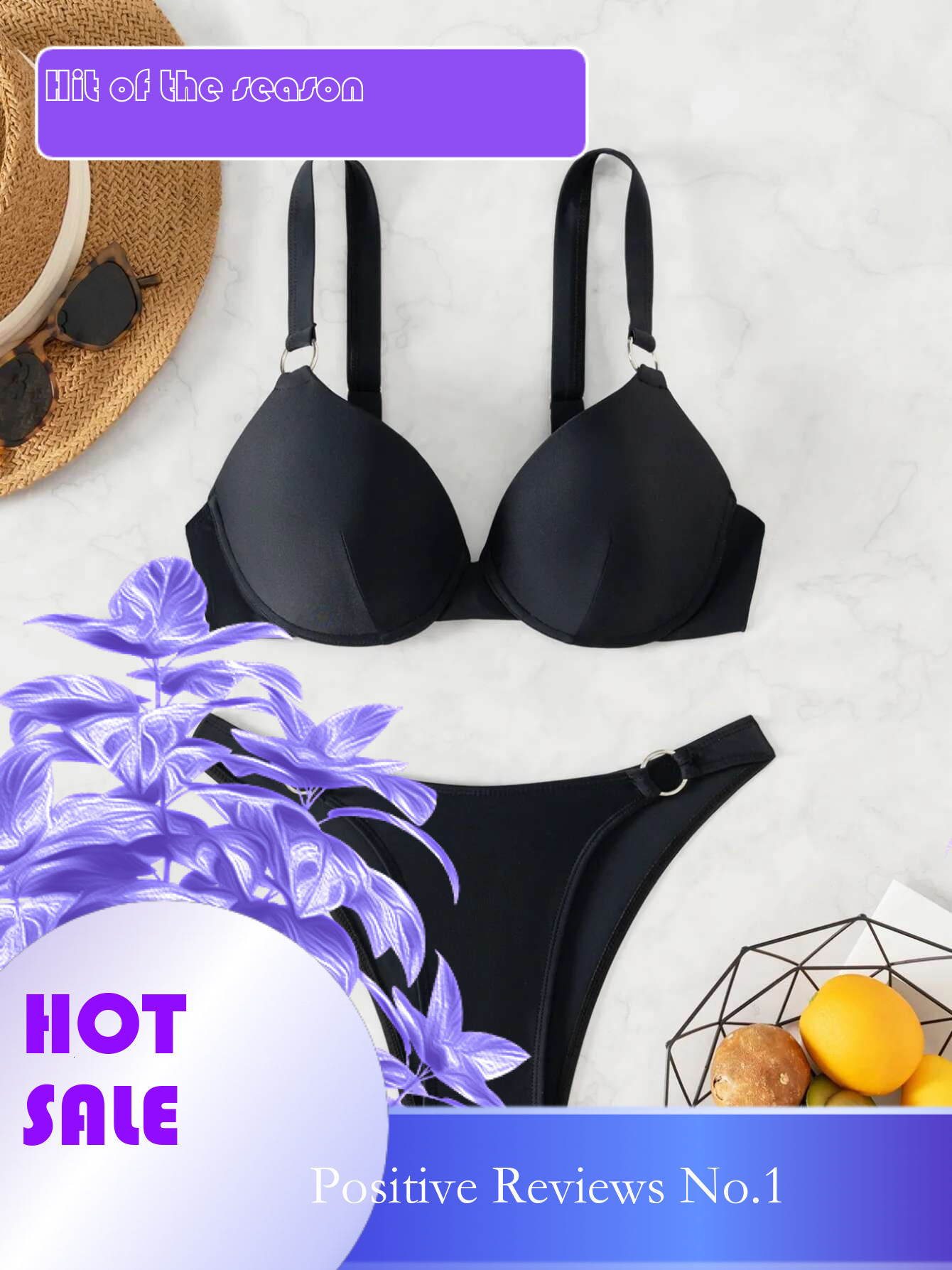 Dongdumaoyi Sexy Black Swimwear Woman Metal Ring Push Up Padded Bikini Set Summer Bathing Suit Holiday Two Piece Swimsuit Biquini