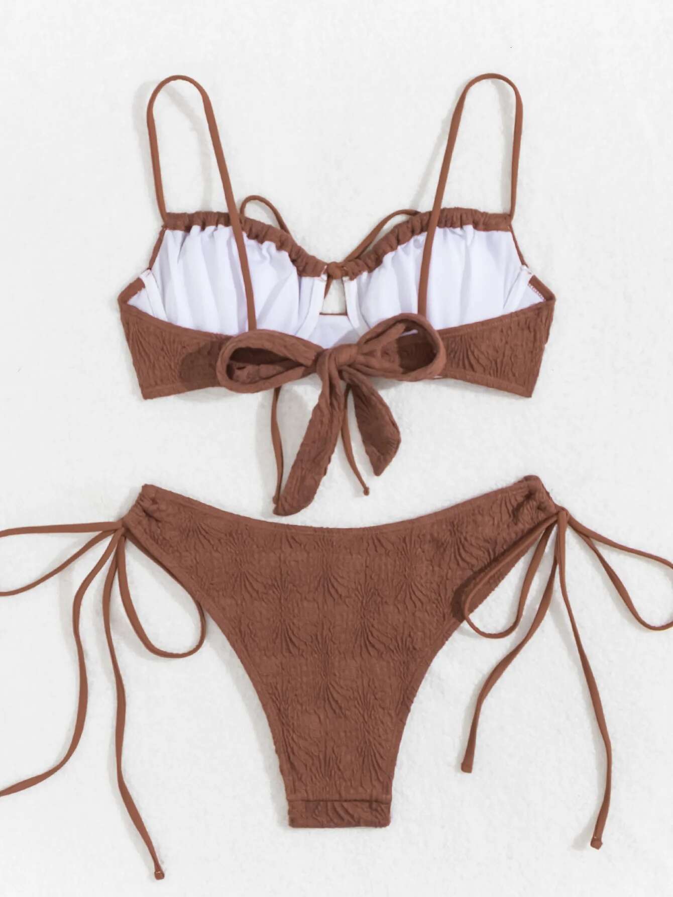 Dongdumaoyi Sexy Coffee Bikini Women Front Tie Push Up Underwire Swimsuit Brazilian Cut Out Beach Bathing Suit Side Thong Swimwear