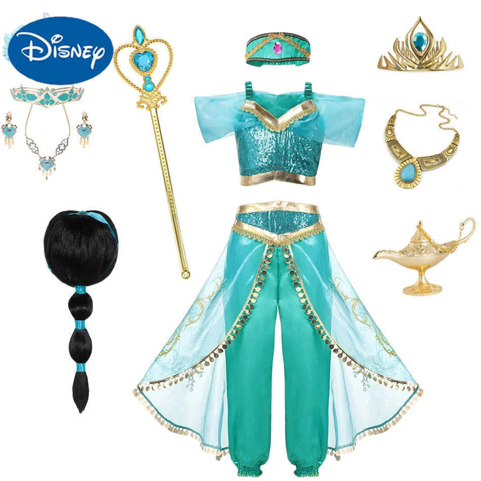 Disney Princess Dress of Birthday Party Carnival Cosplay Girls Costume Top+Pants+Headband Clothing Pants Set 2PCS X2504081