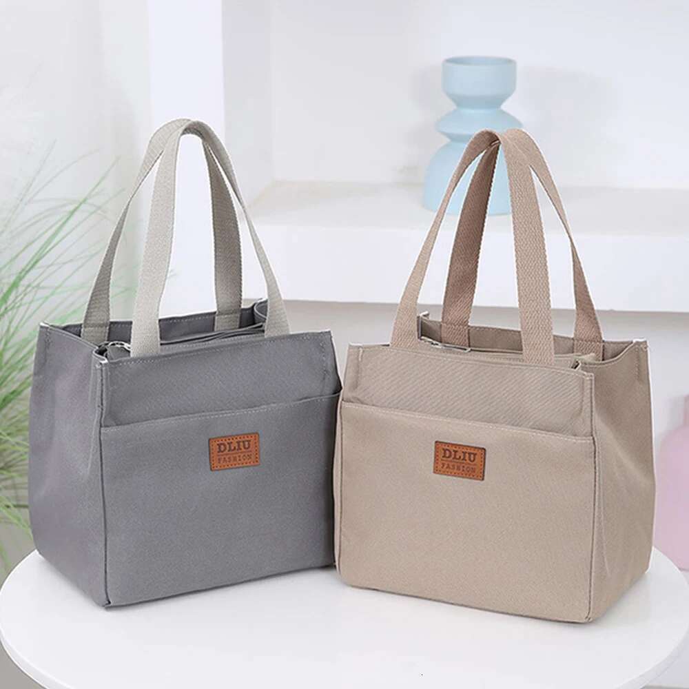 Simple Lunch Bag With Aluminum Foil Insulation Large Capacity For Work, A Simple And Practical Insulated Tote Bag-Ll