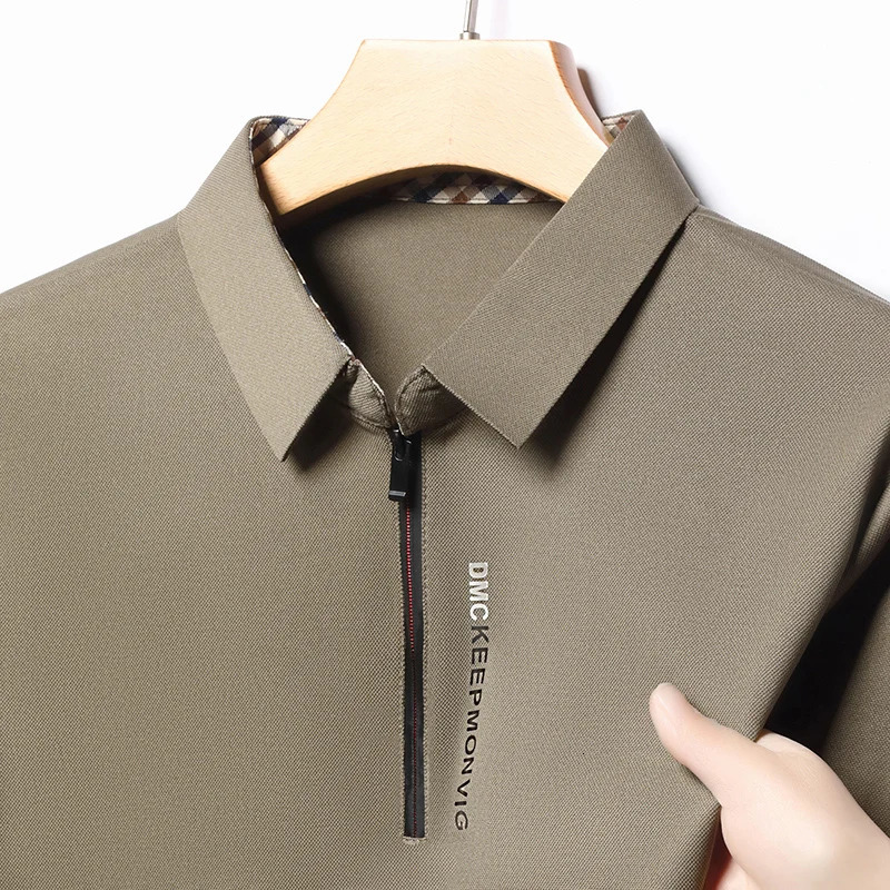 Half Zip Stand Up Collar Mens Long Sleeved T-shirt Autumn/winter Polo Shirt Business Base Shirt 251107 - view 4