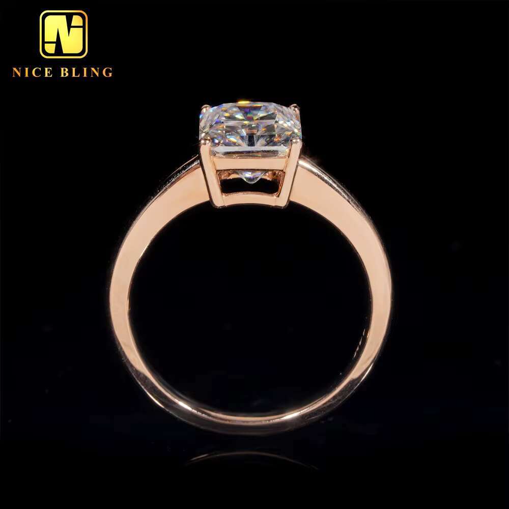 Luxury Radiant Cut Diamond Wedding Rings Women 14K Real Gold VVS Moissanite Engagement Ring for Women