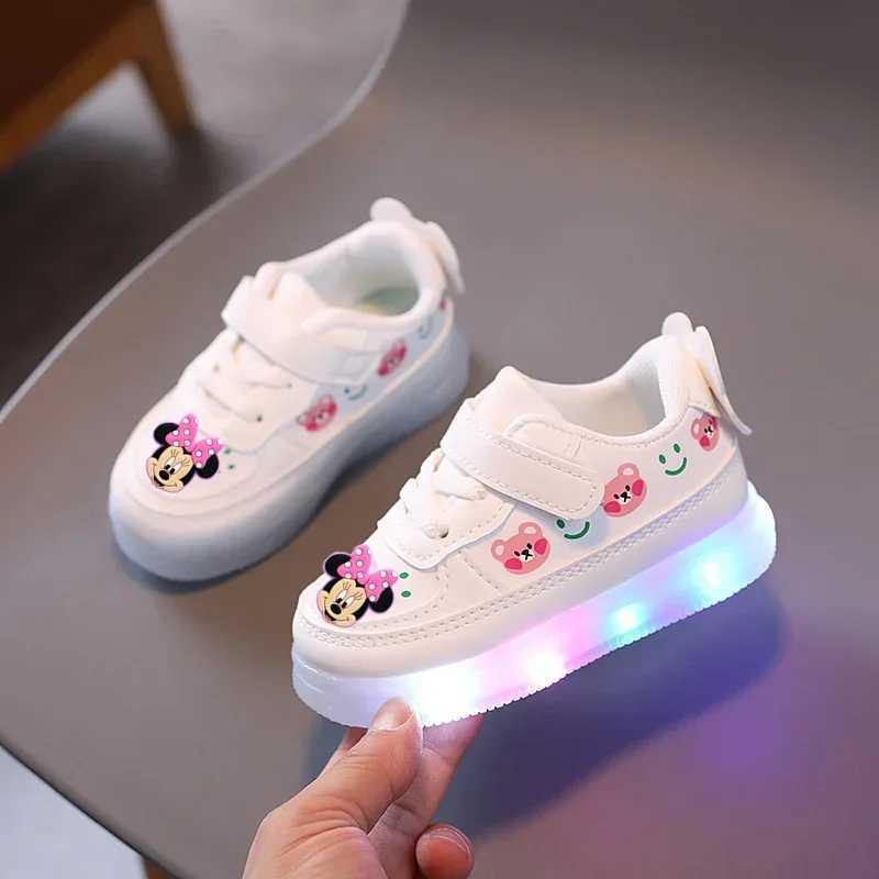 Spring and summer childrens lighting casual shoes PU girls and boys LED sports shoes board shoes W250407