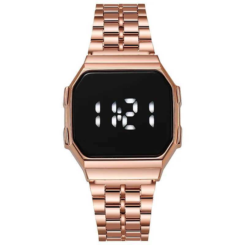 New digital display LED touch watch Electronic for Women rose gold and silver mens retro style watchT250408