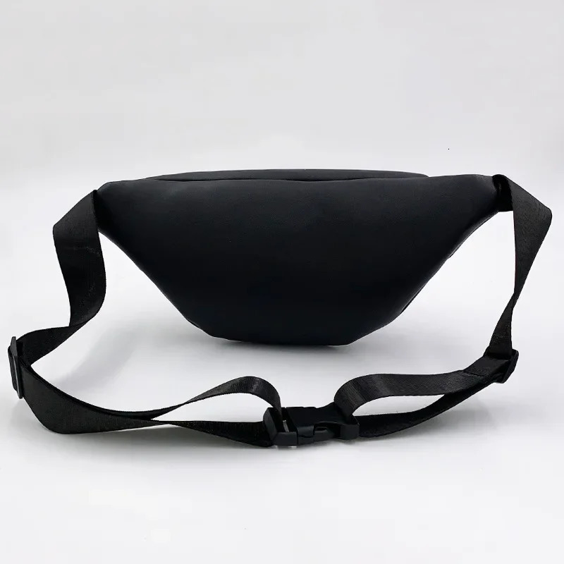 Punk Style Womens Waist Bag PU Leather Black Chest Bag Chain Banana Fun Bag Womens Waist Bag 1 Piece 250402
