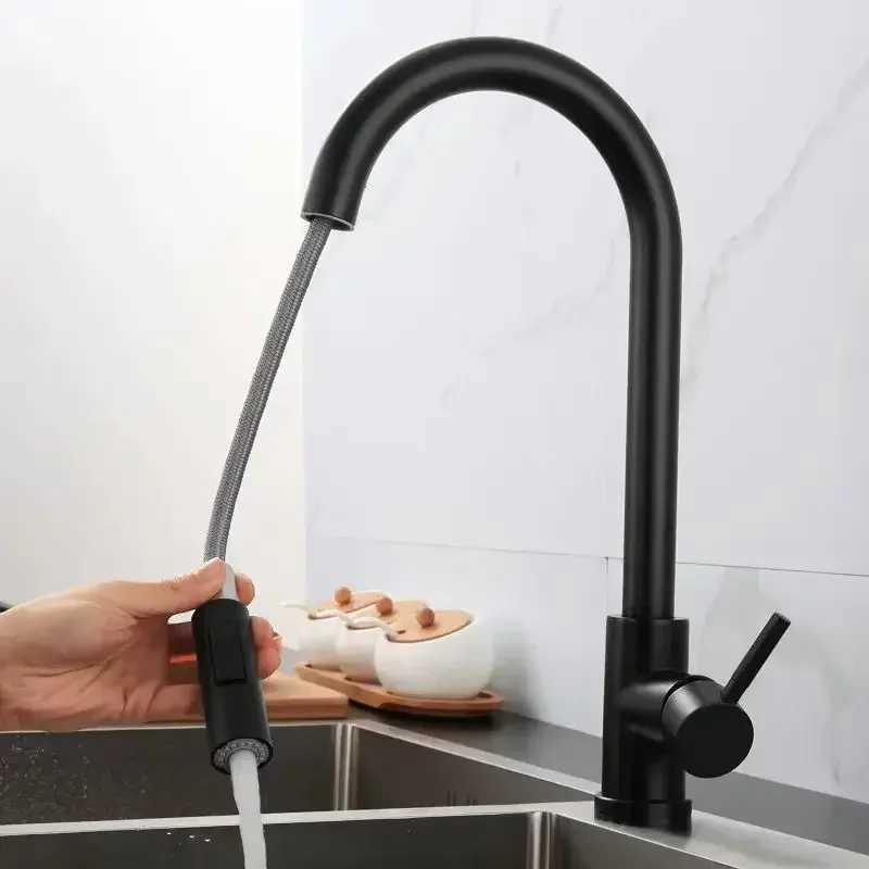 Bed nickel kitchen faucet single hole Pl outlet nozzle kitchen sink mixer faucet nozzle Chre/black mixer faucet Y250407