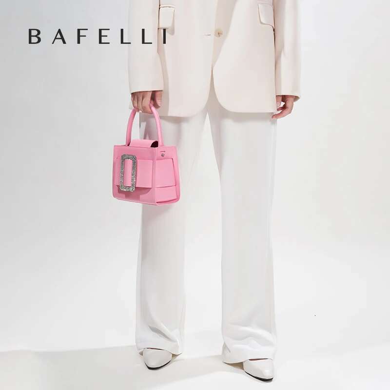 Women's Bags BAFELLI 2023 NEW WOMEN'S FASHION PINK EVENING HANDBAG SHOULDER BOXY BAG CASUAL PURSE BRAND DESIGNER LEATHER TREND LADY
