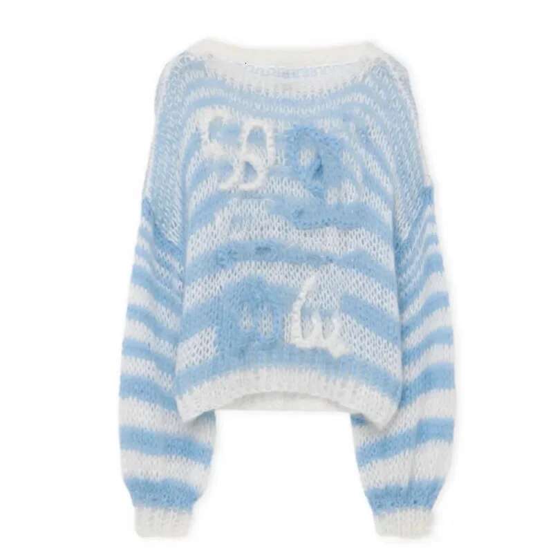 Elegant Versatile Womens Knit Sweater Top Soft Supple Striped Design Autumn Winter Warm Comfortable Crew Neck Pullover