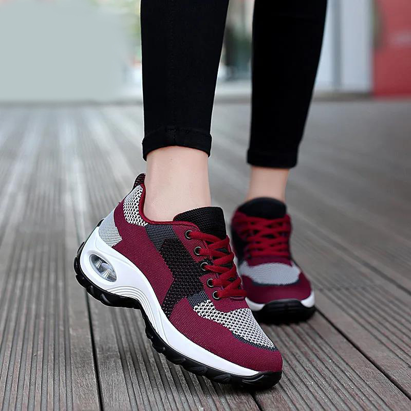 2025 Summer New Women's Breathable Mesh Air Cushion Sports Designer Fashionable Height Increasing Casual Shoes
