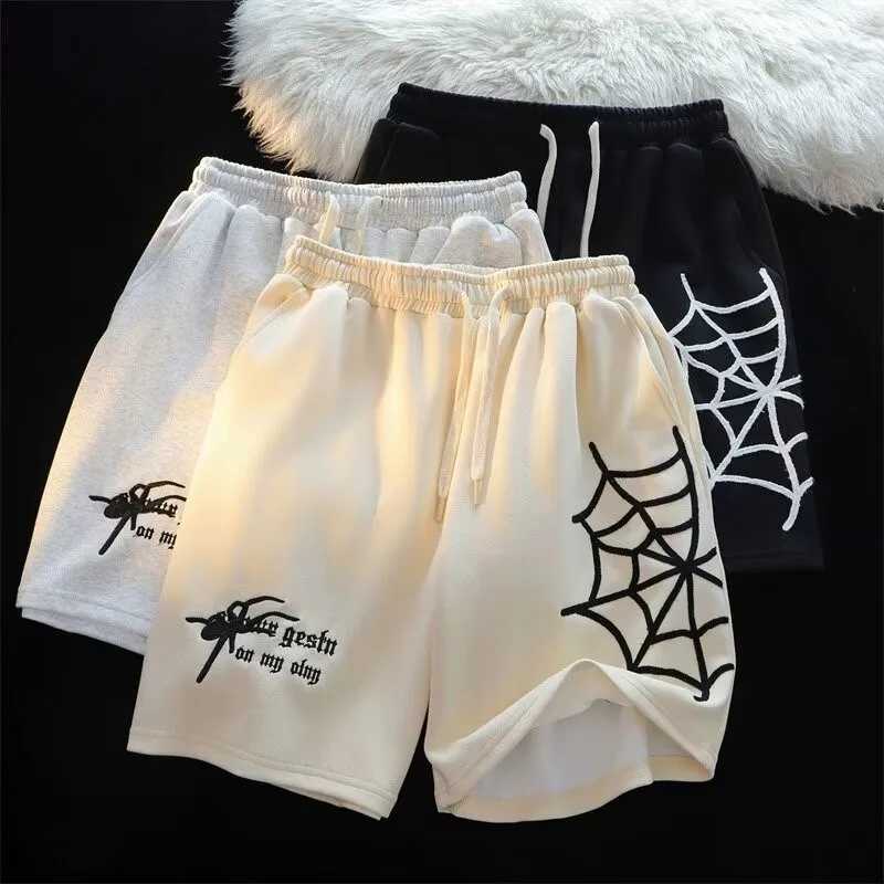 Plus Size M-8XL Mens Shorts Cartoon Cobwebs Spiders Print Shorts Sports Fitness Drawstring Shorts Mens Beach ShortsXJ250407