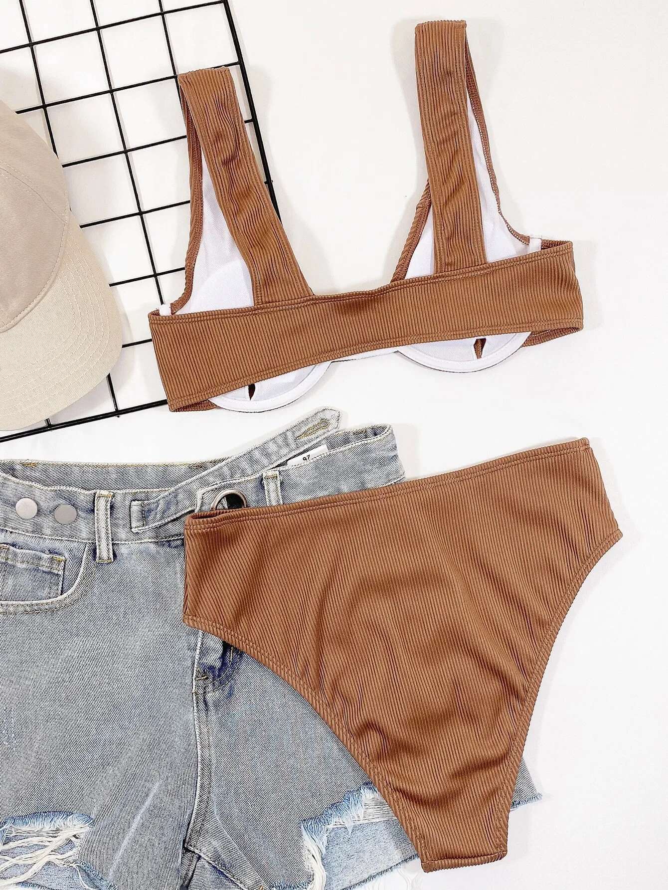 Dongdumaoyi Sexy Brown Bikinis Sets Women Push Up Underwire High Waist Swimsuit Summer Bathing Suit Two Piece Swimwear Traje De Ba O