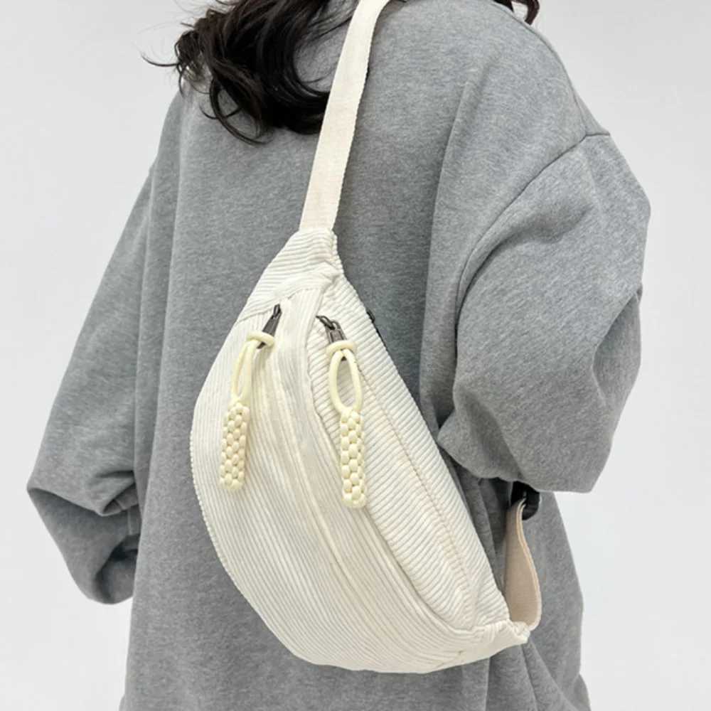 Womens waist bag with large capacity Corduroy Fanny Pack Street style chest bag fashionable shoulder cross body bag casual waist bag Z250407