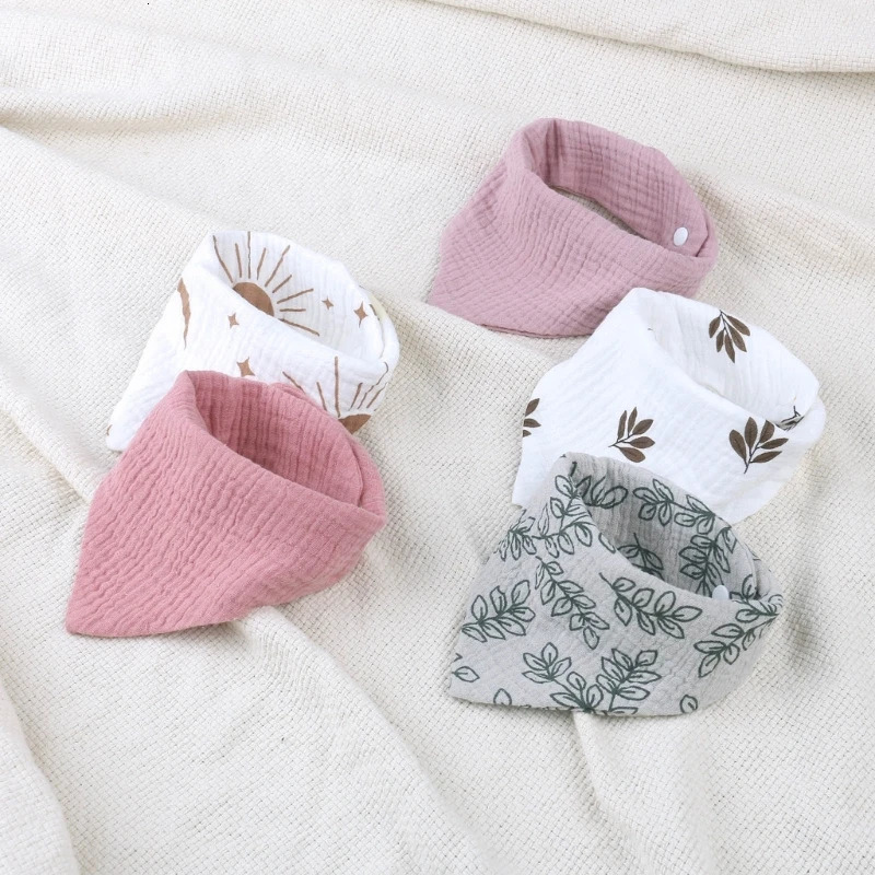 4Pcs Baby Drool Bibs Cotton Teething Bib Feeding Apron Breathable Burp Cloth 250408