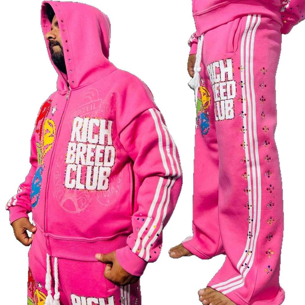 Oversized high street printed letters hip hop vintage hooded sweatshirt zipper cardigan jacket trendy