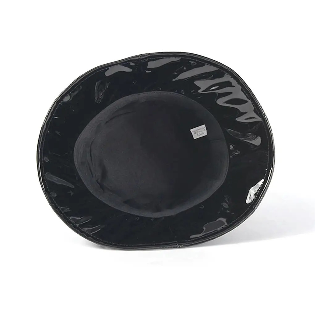 Bucket Hat Waterproof Rain Caps Fashion Black Patent Leather Solid Color Retro Street Hip Hop Fishing Bonnet Beach Party 251103 - view 6