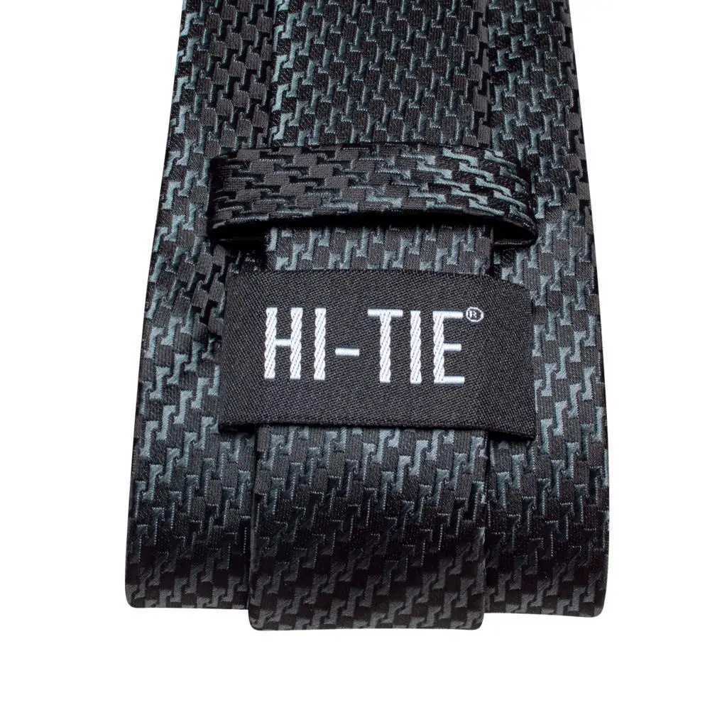 Hi-Tie New Smoke Grey Silk Tie For Men Elegant Mens Necktie Pocket Square Cufflink Gro Wedding Accessory Wholes Designer X250407
