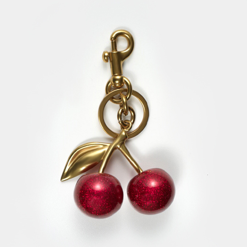 Luxury keychain designer Red Pendant Jewelry Cross-Border E-commerce Double Leaf Large and Small Resin Cherry Car Hardware Keychain Accessories key ch