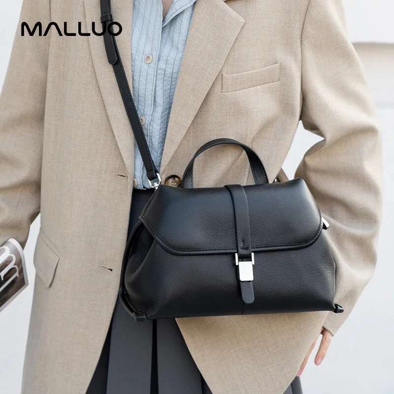 Women Cowhide Genuine Leather Shoulder Ladies Solid Fashion Handbag Designer Crossbody Bags Female Minimalist Bag