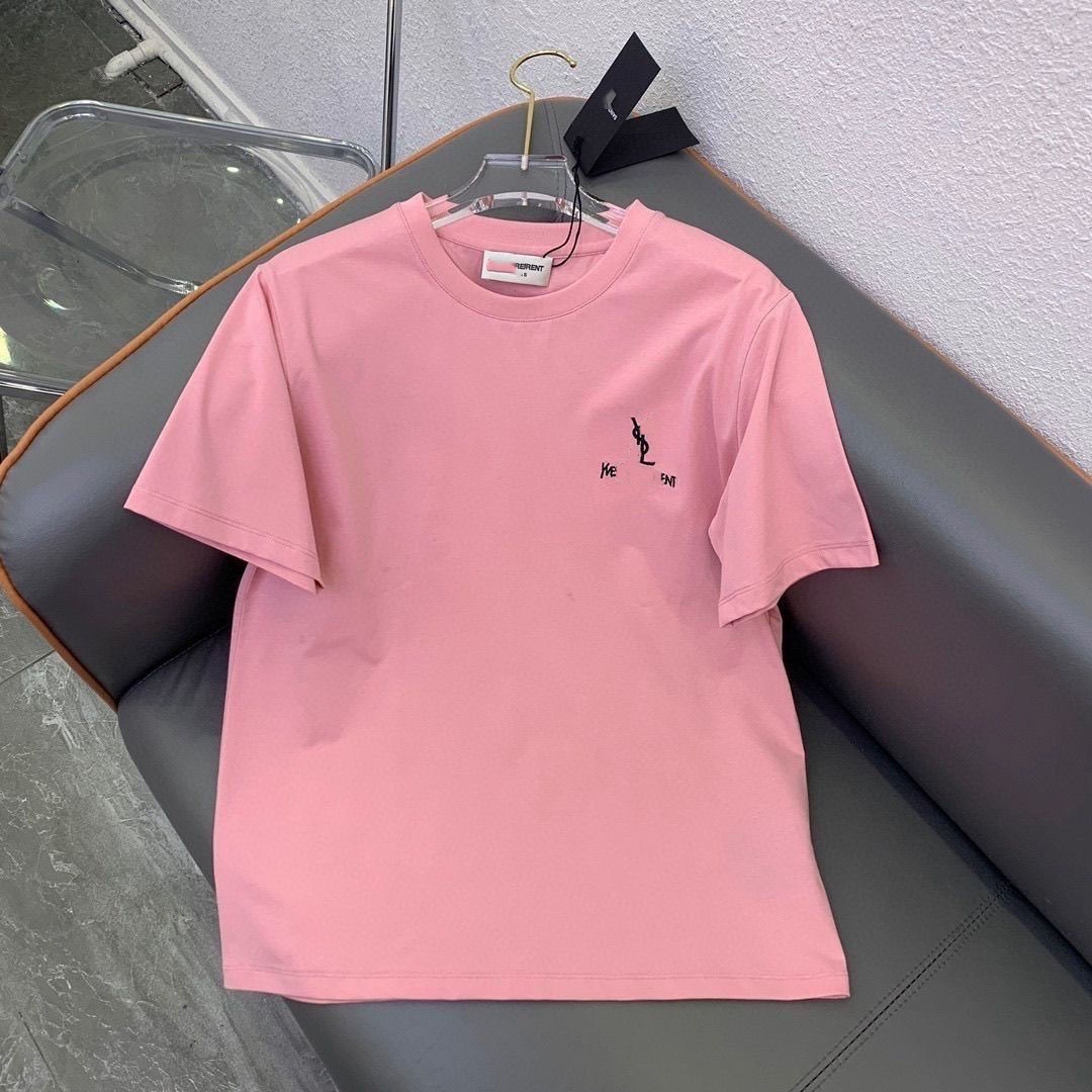 2025 Designer Y new round neck simple cotton yuanlxiaj printed men's short sleeve women's shirt casual loose sports new top