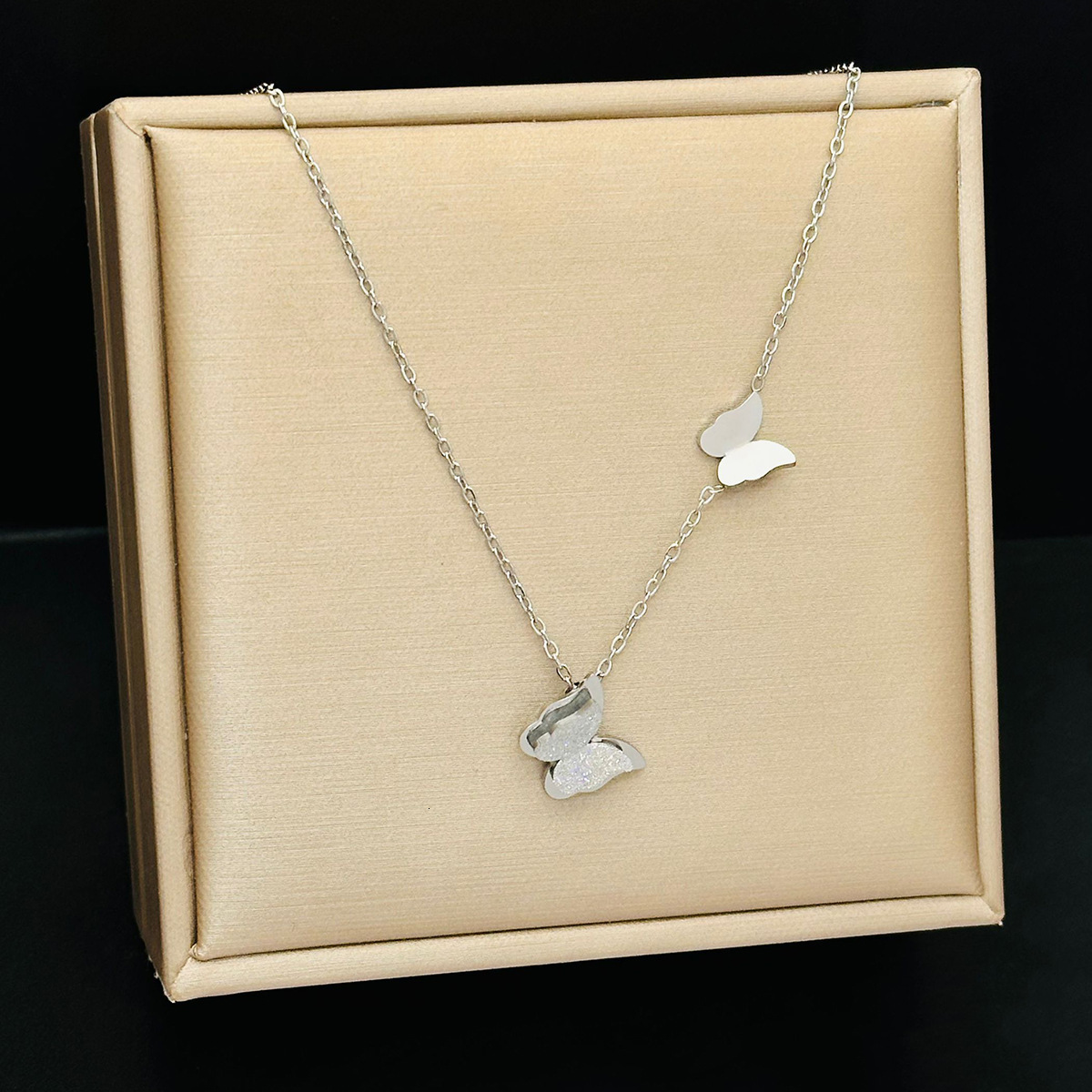 A stylish titanium steel butterfly necklace for women, with neck lock bone chain that does not fade and is a trendy accessory