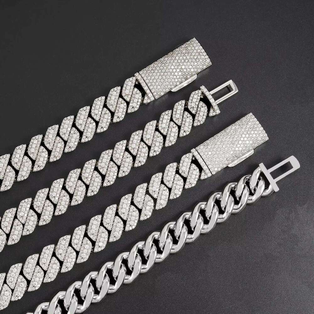 S sier pyroxene necklace Cuban bracelet personality 13mm hip-hop style collarbone neck