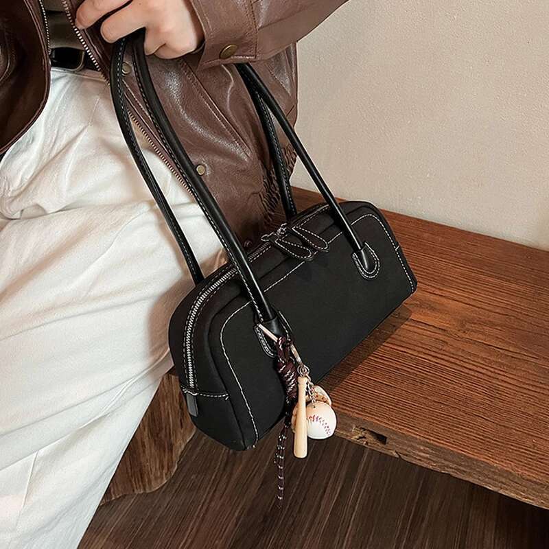Shoulder Fashionable handbag Women New Multi Pocket Underarm Faux Suede Solid Color Handbag Zipper Satchel Bag for Work Shopping