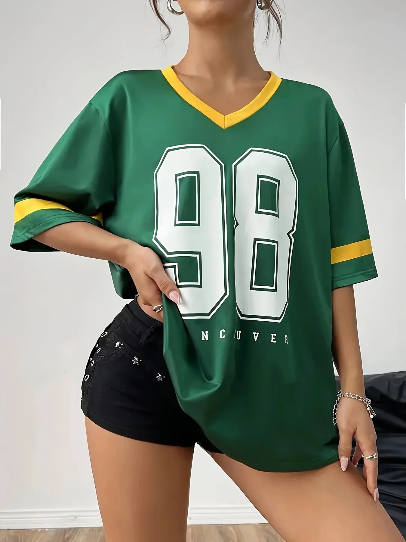 3D Number 98 Pattern Womens Tshirt Extra Large Day Top Creative Street Oneck Casual Clothing 250407