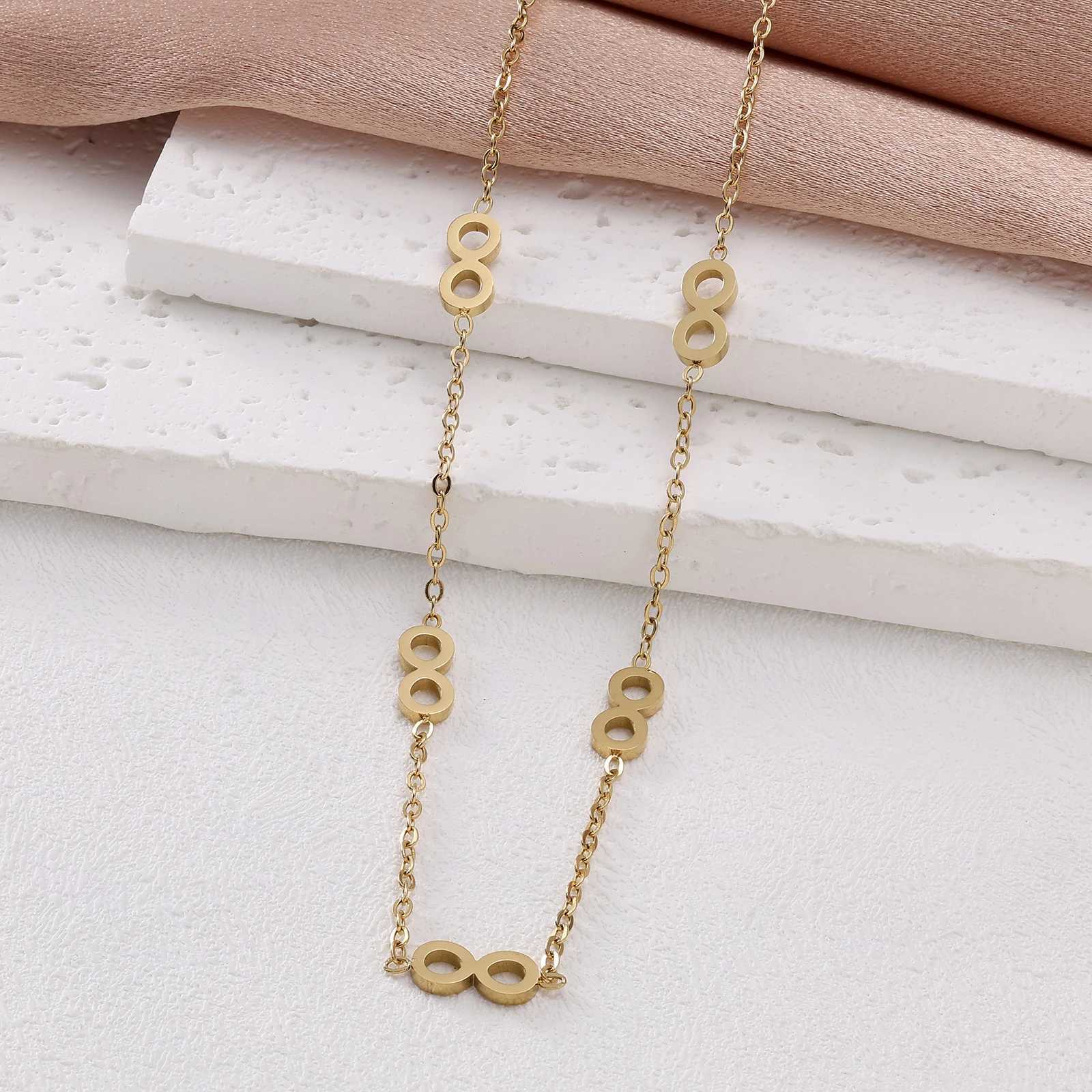 3-piece fashionable stainless steel cut 8-shaped necklace bracelet earring set suitable for womens classic Christmas gift jewelry Y250408