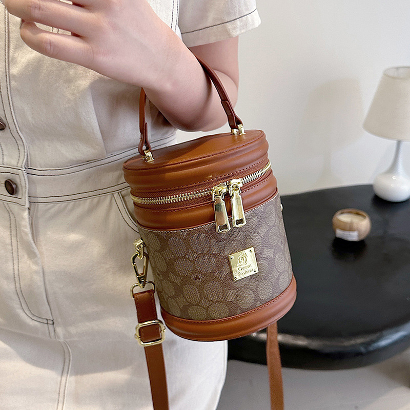 Printed bucket bag women's new large capacity all fashion temperament single shoulder crossbody bag 2025s hot