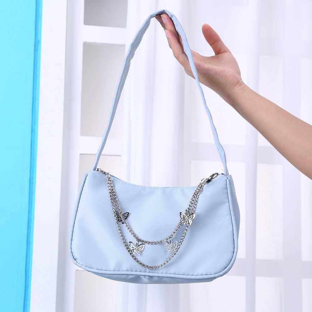 New Arrival Fashionable womens butterfly chain shoulder bag solid color casual full matching underwear bag elegant womens small homeless handbag T2504