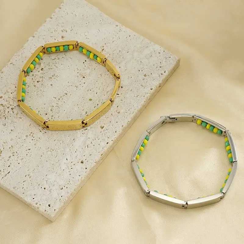 GD Religious Stainl Steel Bracelet Green And w Color Ora Hidden Bracelet w Beads Unisex BangleC250408