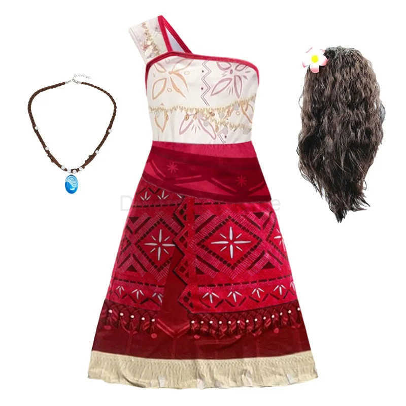 Disney Moana 2 Dress Childrens Girl Moana Princess Dress Role Playing Girl Shoulder Hanging Dress Accessories Set X250408