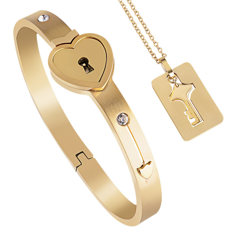 Titanium steel couple bracelet, concentric safety lock, niche high-end feeg bracelet with key