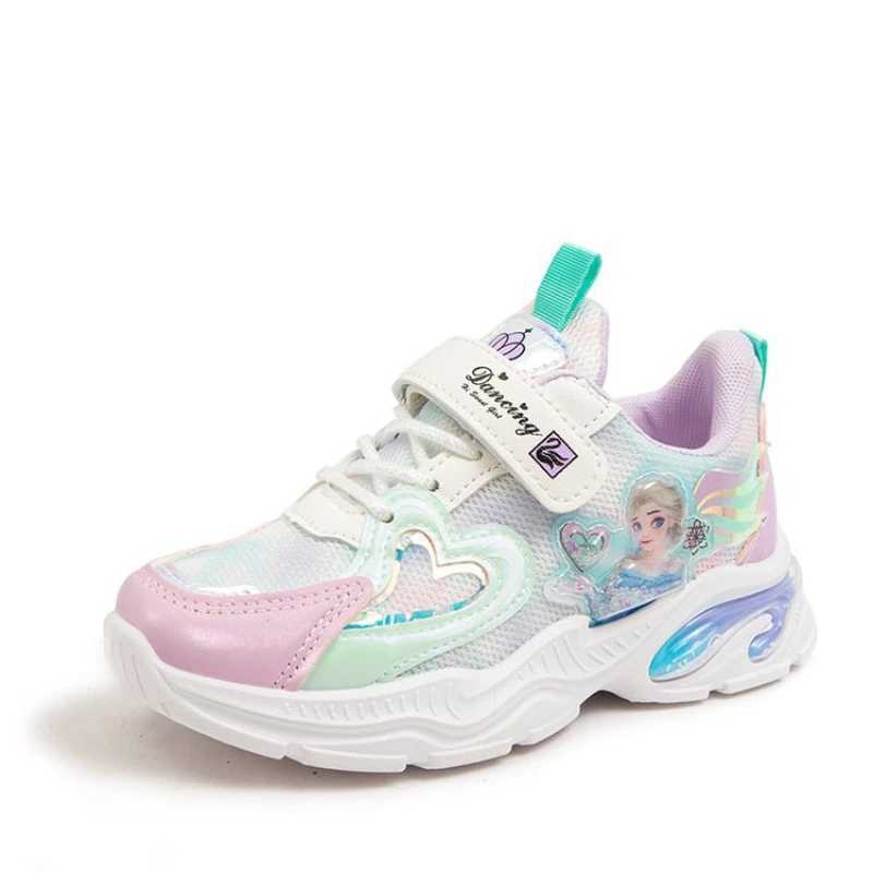 Girls casual shoes mesh breathable shoes Priness Elsa childrens casual white shoes sports shoes size 26-37 W250407
