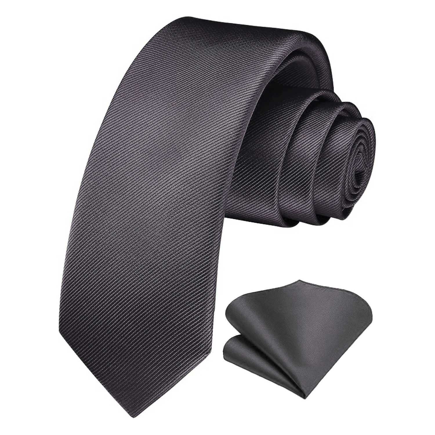 JEMYGINS Mens tie Slim Solid Color 6cm Silk necktie Pocket Square Cbo Set Suitable For Mens Birthday Gifts Weddings Business X250407