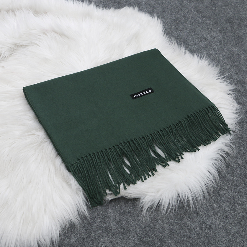 K337 More than 200 grams of bright red solid color imitation cashmere scarf for women Korean style winter versatile thickened shawl warm fashionable n