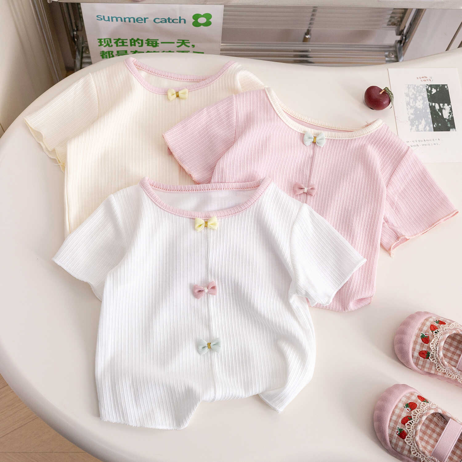Ddmyshoesvip Girls Short Sleeved T Shirt Outfit New Stylish Baby Girl Top Small Thin Summer Children S Clothing