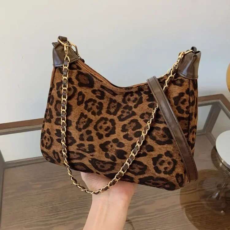 Fashion Vintage Leopard Print Versatile Chain New Women's Bag Premium Texture Temperament Generous Crossbody Shoulder