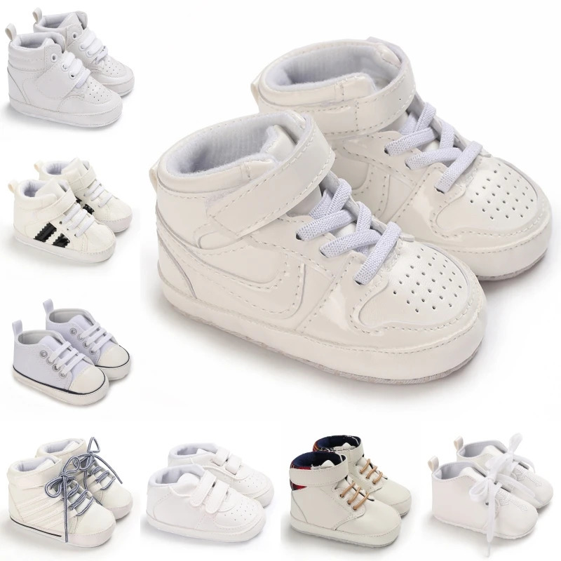 Spring and Autumn Baby Shoes Fashion Classic White PU High Top Sports Shoes Soft Sole Comfortable Casual Walking Shoes 251107