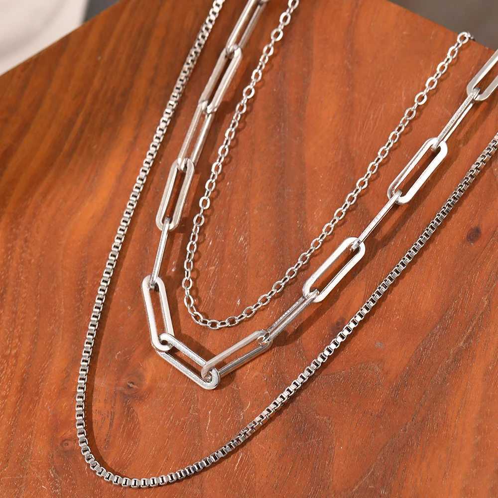 Stainless steel necklace classic three-layer hollow chain fashionable and simple necklace suitable for womens jewelry non fading high quality Y250408