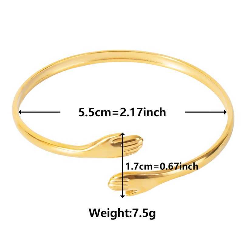 Rantic Hug Hands Embrace Adjustable Open Bracelet Hand Cuff Thin Bangle for Wen Men Couple Jewelry Chic Wedding GiftsC250408