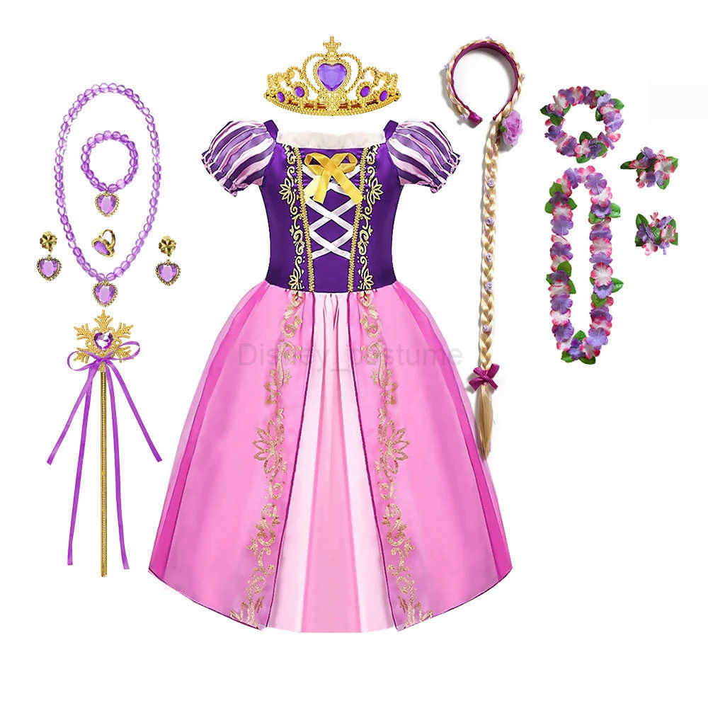 Disney Princess Girl Dress Purple Costume Vestido Luxury Birthday Party Ball Gown Child Girl Clothing Fancy Halloween Carnival X250408