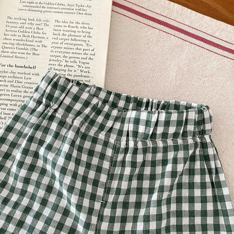 Summer Kids Clothes Set Children Cute Fruit T-shirt Checkered Shorts Boys Letter Outwear 2PCS 250407