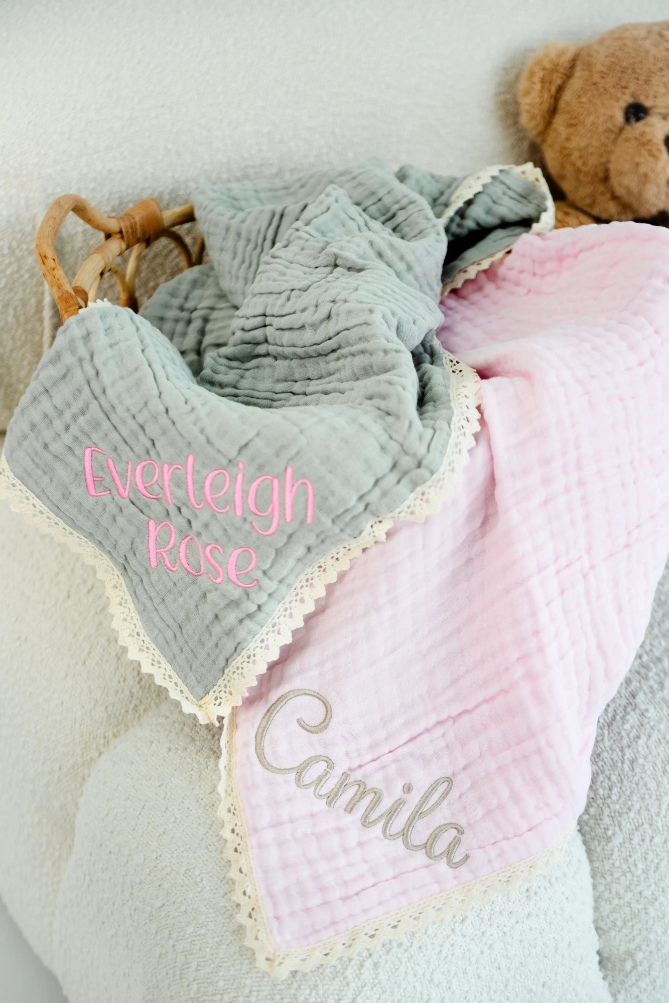 Personalized Baby Six-layer Gauze Cotton Thread Lace Blanket Swaddle Towel Baby Stroller Blanket Bath Towel Wind Po Blanket 250408