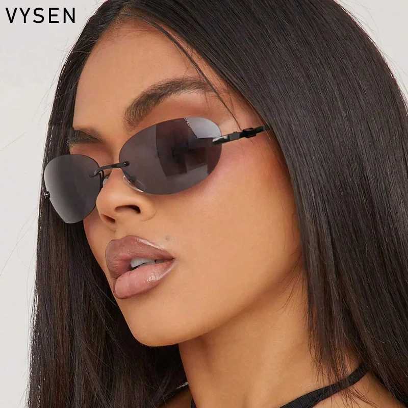 Small frame oval frameless sunglasses mens luxury brand retro round sunglasses womens fashionable frameless sunglasses W250408