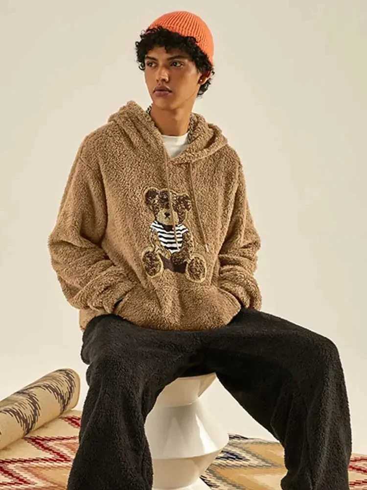 New Winter Mens Hoodie Thick Fluffy Hoodie Neutral Hip Hop Zipper Sweatshirt Classic Mens Hoodie Jacket Top W250408